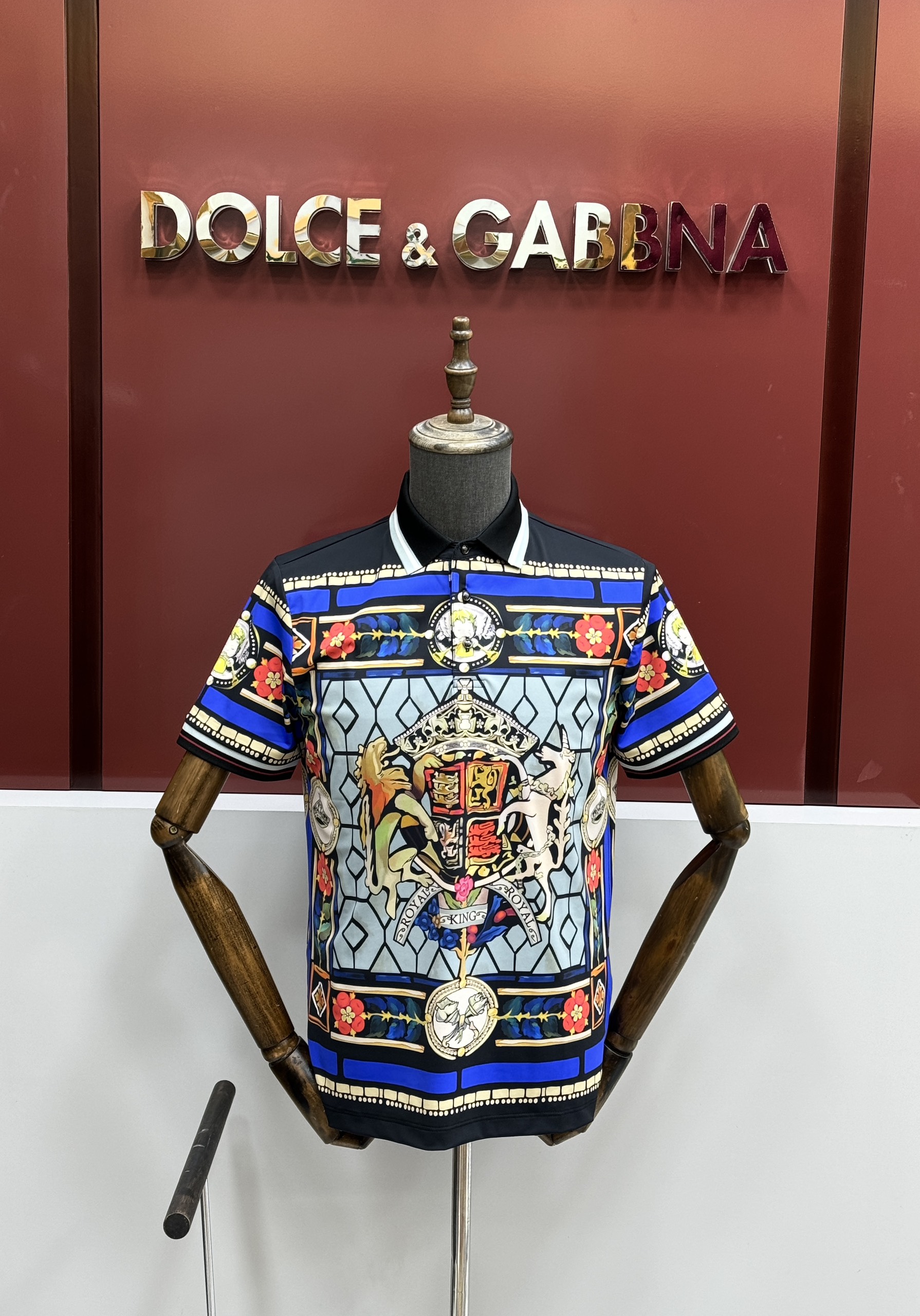 Áo polo Dolce Gabbana DG Đen họa tiết luxury phối Xanh dương Like Auth 1-1 on web CD